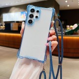 Lanyard Case For Samsung Galaxy A55 A15 A35 A54 A14 A34 A53 A52 S24 Ultra S23 FE Four Corner Crossbody Strap Armor Clear Cover