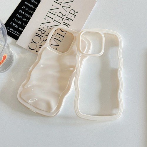 2 in 1 Wavy Phone Case for IPhone 15 14 13 12 11 Pro Max Silicone Heavy Duty Shockproof Protective Candy Cute Cover