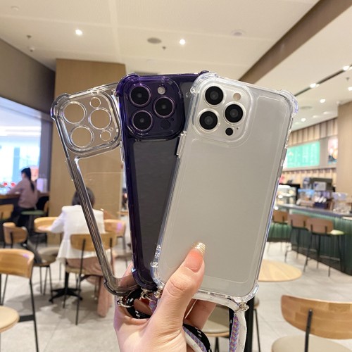 Crossbody Necklace Cord Strap Lanyard Case For iPhone 15 14 13 12 11 Pro Max X XR XS 7 8 Plus E Shockproof Silicone Bumper Cover