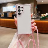 Lanyard Case For Samsung Galaxy A55 A15 A35 A54 A14 A34 A53 A52 S24 Ultra S23 FE Four Corner Crossbody Strap Armor Clear Cover