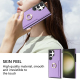 Leather Case For Samsung Galaxy S24 Ultra S23 Ultra S22 Plus S21 FE A54 A14 A52 A53 A13 A52 Ring Holder Cards Solt Phone Cover