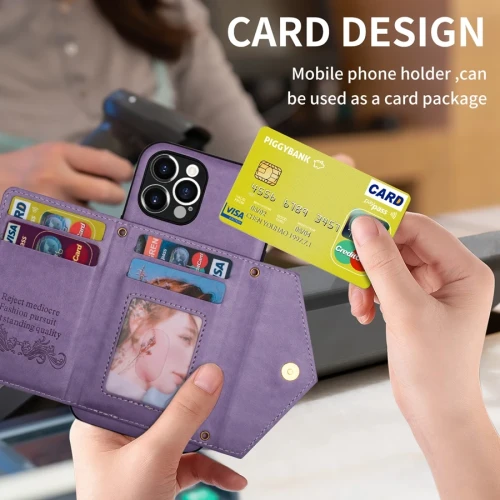 Wallet Side Card Zipper Flip Crossbody Leather Case For iPhone 15 14 Pro Max 13 Mini 12 11 SE 2022 2020 X XS XR 8 7 6 6s Plus