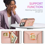 Zipper Crossbody Wallet Case For iPhone 17 Air 16 15 14 13 Pro Max 12 11 XR XS 8 7 Plus SE 2022 Metal Buckle Leather Card Slot Phone Cover