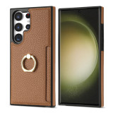 Leather Case For Samsung Galaxy S24 Ultra S23 Ultra S22 Plus S21 FE A54 A14 A52 A53 A13 A52 Ring Holder Cards Solt Phone Cover