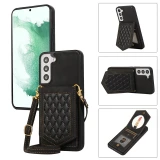 Shoulder Strap Flip Leather Phone Case For Samsung Galaxy S24 Ultra S23 FE S22 S21 S20 Plus A14 A54 A13 A53 Wallet Card Cover