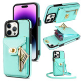 Zipper Crossbody Wallet Case For iPhone 17 Air 16 15 14 13 Pro Max 12 11 XR XS 8 7 Plus SE 2022 Metal Buckle Leather Card Slot Phone Cover