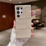 Woven Pattern Phone Case for Samsung S24 Ultra S23 Plus S22 + Small Fragrance Shockproof Protective PU Leather Cover