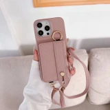 Wrist Strap Crossbody Phone Case for IPhone 15 14 12 11 Pro Max 13 Mini 15 14 Plus Wallet with Card Holder Ring Leather Cover