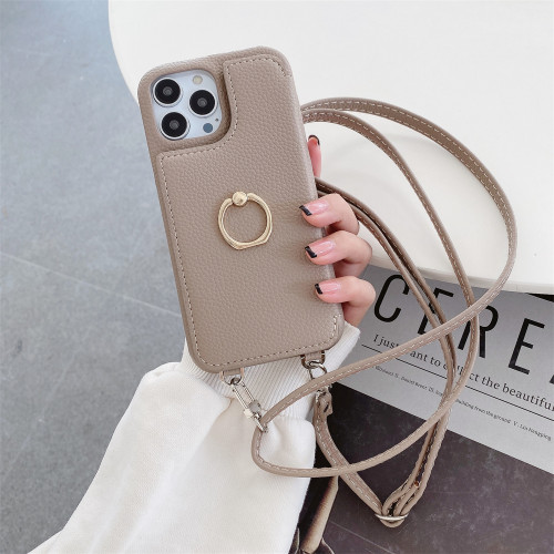 Mirror Crossbody Wallet Case For iPhone 13 12 Mini 15 14 11 Pro XS Max X XR 7 8 Plus Card Slot Ring Holder Lanyard Leather Cover