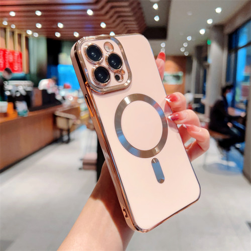 Luxury Electroplated Magnetic Magsafe Wireless Charge Case For iPhone 11 12 13 15 Pro Max 14 Plus Soft Silicone Shockproof Cover