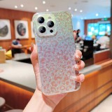 Fashion Transparent blue ray Leopard print glitter paper Phone Case For iPhone 13 14 Pro Max 12 11 15 Pro Soft Back Cover