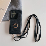 Crossbody Wallet Card Slot Phone Case for Samsung Galaxy S23 FE S24 S22 Ultra Plus A05 A05S A15 A25 A35 A55 A34 A54 Holder Cover