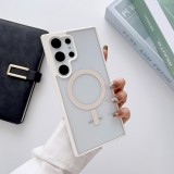 Clear For Magsafe Magnetic Wireless Charging Case For Samsung Galaxy S24 S23 S22 Ultra Plus Transparent Shockproof Coque Cover