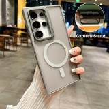 Mesh Bumper for Samsung Galaxy S24 Ultra S24 Plus S24 Case Wireless Charge Cover for Magsafe Film on Camera Holder Stand Shell