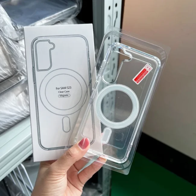 Original For Magsafe Magnetic Phone Case For Samsung Galaxy S24 Ultra S23 S22 Plus Transparent Hard PC Cover Accessories