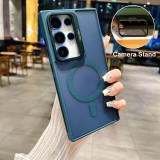 Mesh Bumper for Samsung Galaxy S24 Ultra S24 Plus S24 Case Wireless Charge Cover for Magsafe Film on Camera Holder Stand Shell