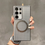 Luxury Plating Carbon Fibre For Magsafe Wireless Charging  Case For Samsung S24 S22 S23 Ultra Plus Protective Shockproof Cover
