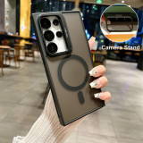 Mesh Bumper for Samsung Galaxy S24 Ultra S24 Plus S24 Case Wireless Charge Cover for Magsafe Film on Camera Holder Stand Shell