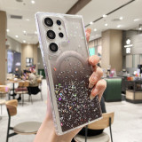 Magnetic Case for Samsung Galaxy S24 S23 S22 Ultra Plus FE Cover Wireless Chagre for Magsafe Epoxy Glitter Star Soft Shell Funda
