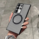 Luxury Plating Carbon Fibre For Magsafe Wireless Charging  Case For Samsung S24 S22 S23 Ultra Plus Protective Shockproof Cover