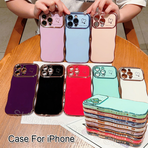 Wave Plating Love Heart Phone Cases For IPhone 15 Pro Max 14 13 12 11 Shockproof Back Cover