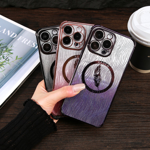 Sparkling Silver Feather Cover for iphone 11 12 13 14 15 16 X XS Pro Plus Promax Phone Case