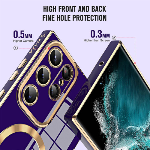 Electroplating Side Love Heart Phone Case for Samsung Galaxy S24 S23 Ultra S22 S21 Plus Protect Lens Shockproof Back Cover
