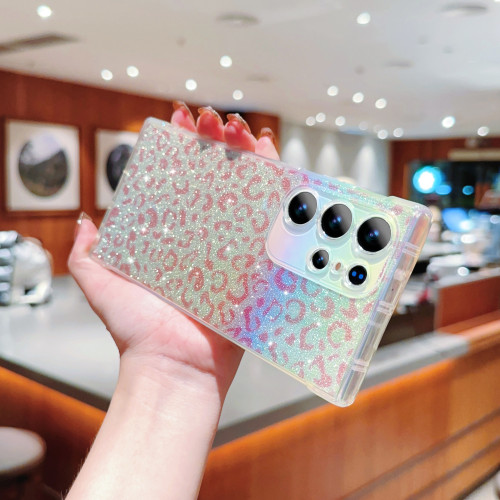 S24 S23 22 20 21 Luxury Gradient Glitter Leopard print Case For Samsung Galaxy S23 S21 S20 Fe S22 Plus Ultra Silicone Back Cover