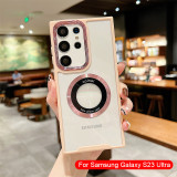 Shockproof Transparent PC Case For Samsung Galaxy S24 Ultra S23 S22 A54 A53 A52 A34 A33 Metal Camera Protection Back Cover