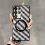 Luxury Plating Carbon Fibre For Magsafe Wireless Charging  Case For Samsung S24 S22 S23 Ultra Plus Protective Shockproof Cover