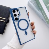 Clear For Magsafe Magnetic Wireless Charging Case For Samsung Galaxy S24 S23 S22 Ultra Plus Transparent Shockproof Coque Cover