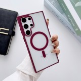 Clear For Magsafe Magnetic Wireless Charging Case For Samsung Galaxy S24 S23 S22 Ultra Plus Transparent Shockproof Coque Cover