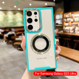 Shockproof Transparent PC Case For Samsung Galaxy S24 Ultra S23 S22 A54 A53 A52 A34 A33 Metal Camera Protection Back Cover