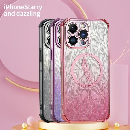 Sparkling Silver Feather Cover for iphone 11 12 13 14 15 16 X XS Pro Plus Promax Phone Case