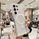 Magnetic Case for Samsung Galaxy S24 S23 S22 Ultra Plus FE Cover Wireless Chagre for Magsafe Epoxy Glitter Star Soft Shell Funda