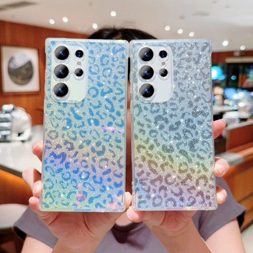 S24 S23 22 20 21 Luxury Gradient Glitter Leopard print Case For Samsung Galaxy S23 S21 S20 Fe S22 Plus Ultra Silicone Back Cover