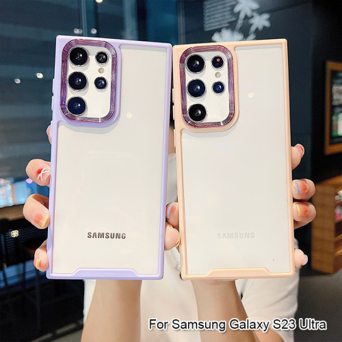 Shockproof Transparent PC Case For Samsung Galaxy S24 S23 Ultra S22 A34 A22 A53 A54 A32 Metal Camera Protection Back Cover