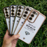 Electroplating Phone Case For Samsung Galaxy S24 S23 Ultra S21 S22 Plus Protect Lens TPU Shockproof Back Cover