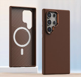 Luxury PU Leather Magsafe Phone Case Suitable for Samsung Galaxy S24 S24 Ultra S24 Plus Magnetic Airbag Anti Drop Back Cover
