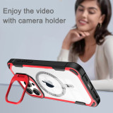 Magsafe Magnetic Lens Protection Stand Phone Case For IPhone 14 13 15 Pro Max 15 14Plus Camera Glass Transparent Lens Ring Cover