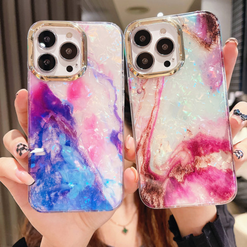 Luxury Marble Shell Pattern Phone Case For iPhone 11 12 13 14 15 Pro Max XS X XR 7 8 Plus SE 2020 Soft Shockproof Bumper Cover