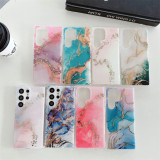 Colored Glaze Marble Case for Samsung Galaxy S24 Ultra S23 FE S22 Plus A34 A35 A52 A53 A54 A55 5G Slim Glossy Durable TPU Cover