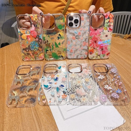 Electroplated Glitter Flowers Phone Case For Apple IPhone 11 12 13 14 15 Pro Max Plus Cover