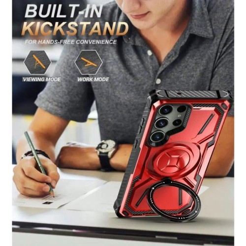 For Samsung S24 S23 S22 Ultra Plus Armor Shockproof Rugged Magnetic PhoneCase With Rin Kickstand PC Belt Clip Holster Hard Cover
