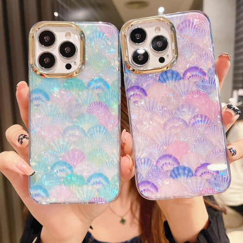 Luxury Rainbow Shell Glitter Phone Case For iPhone 11 12 13 14 15 Pro Max XS X XR 7 8 Plus SE Leopard Print Shockproof Cover