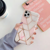 For Apple Iphone15promax 14plus Plating Stitching Marble Phone Case 12 Double-sided Lamination For Geometry 13pro Phone Case