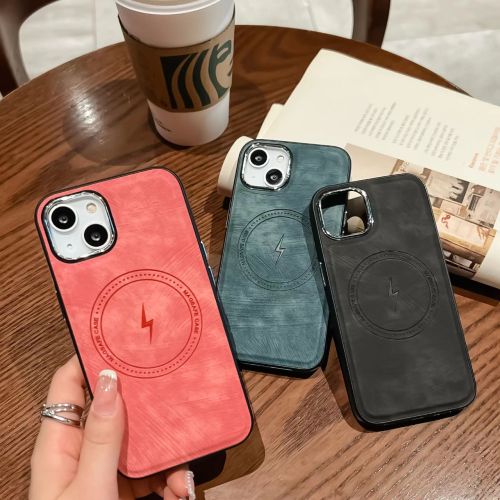 Leather Magnetic Charging Series Minimalist Phone Case Suitable For iPhone 11 12 13 14 15Pro Max 14 15Plus Anti Drop Phone Cover