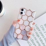 For Apple Iphone15promax 14plus Plating Stitching Marble Phone Case 12 Double-sided Lamination For Geometry 13pro Phone Case
