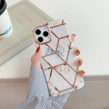 For Apple Iphone15promax 14plus Plating Stitching Marble Phone Case 12 Double-sided Lamination For Geometry 13pro Phone Case