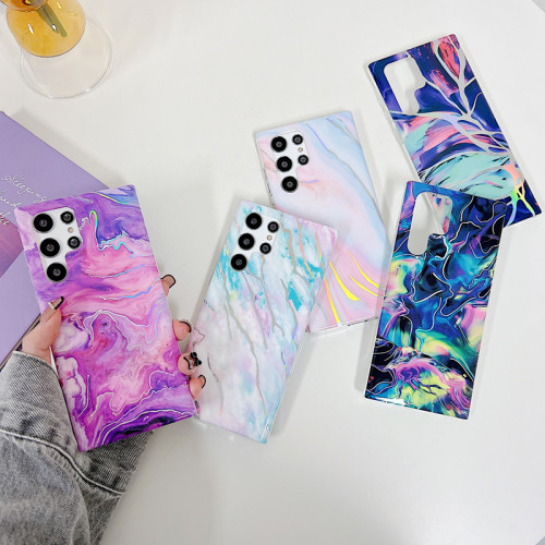 Luxury Glitter Laser Marble Pattern Case For Samsung S23 ultra 5G 22 plus 21 20 FE Galaxy S24 Soft Silicone Back Cover Cases